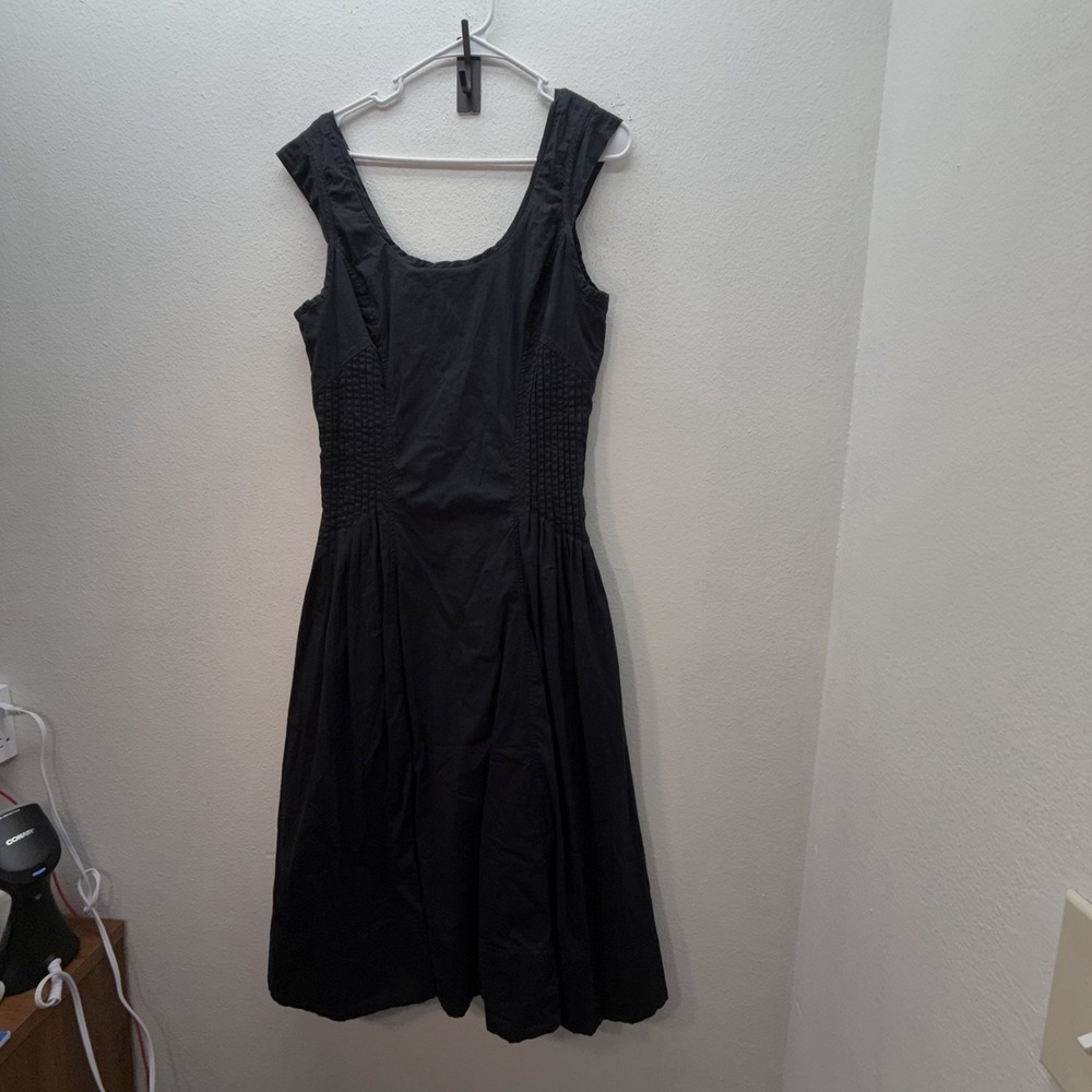 Anthropologie Pleated‎ Dress Midi Black Size M Classy Classic Cocktail Capsule